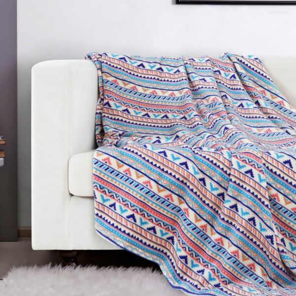 Coperte Invernali Calde Biancheria da letto in velluto corallo Coperta da tiro 127x152 cm Stampa con motivi geometrici sul divano Coperte decorative per la casa da viaggio