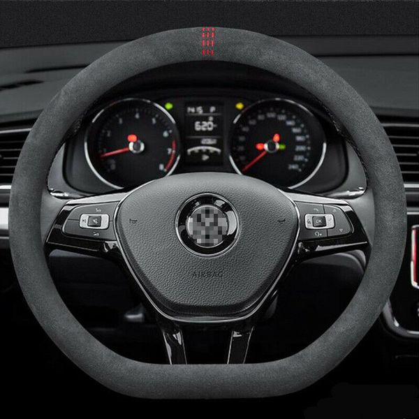 

d type car anti-slip black alcantara suede steering wheel cover for volkswagen