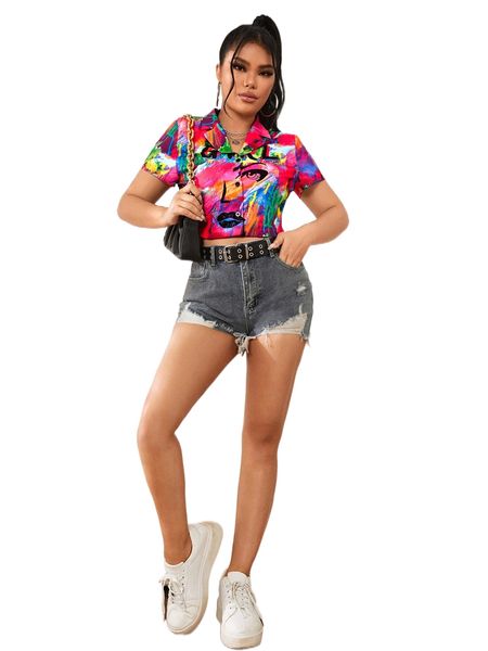 

figure & brush print blouse y065#, White