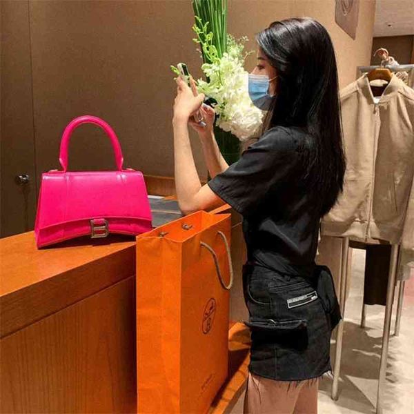 

bags luxury balencaigs's paris handags version net high red home leather women's crocodile hourglasss single cross mini square sho
