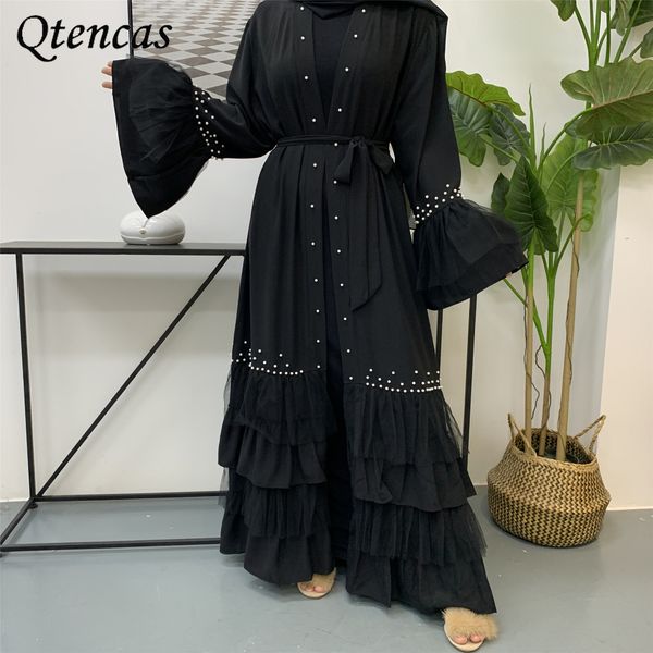

black kaftan open abaya dubai turkey abayas for women muslim hijab dress arabic caftan marocain islamic clothing ramadan vestido, Red