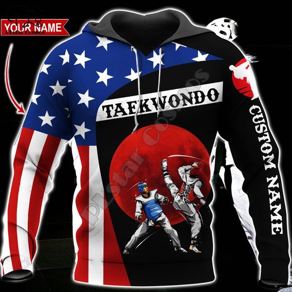 Moda Nome personalizzato Cosplay Arti marziali Sport Taekwondo Abbigliamento sportivo Tuta 3DPrint Uomo Donna Pullover Felpe con cappuccio Harajuku B5 220706