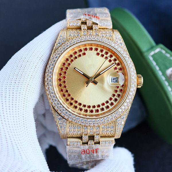 

diamonds mens watch 41mm mechanical diamond watches stainless steel watch men wristwatch waterproof design wristwatches for man, Slivery;brown