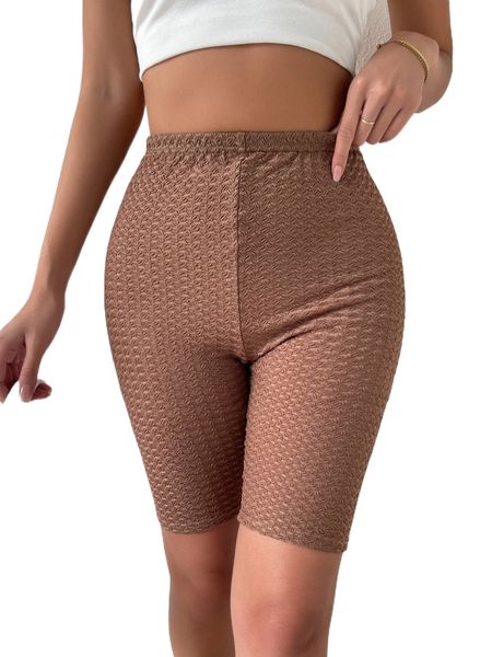 

textured high waist biker shorts s92w#, White;black