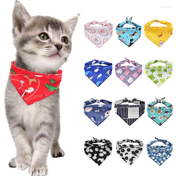 Костюмы кошек Рождество регулируемые нагрудники для маленьких собак ошейники галстук галстук шарф шарф щенки бандана. Треугольные бабочки