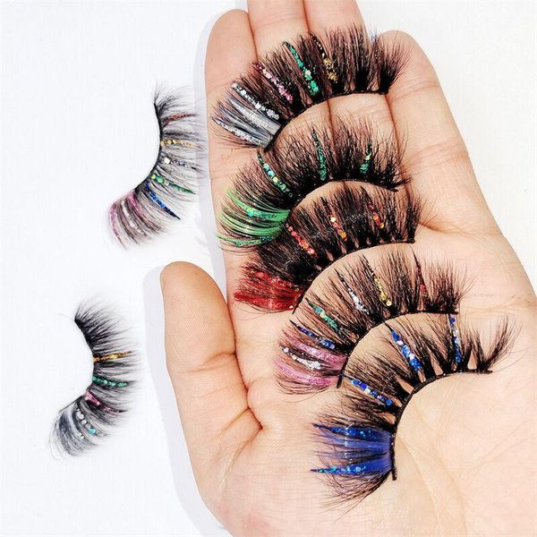 Falsche Wimpern, 5–8 Töne, Glitzer-Wimpern, künstlicher Nerz, flauschige Farbe, Blau, Cosplay, Make-up, Schönheit, Großhandel, Lieferant, Mix LashFalse