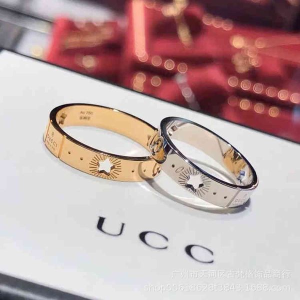 

2022 factory wholesale new star hollowed out simple personality men and women lovers same rose gold plated pair ring 7xcp, Silver