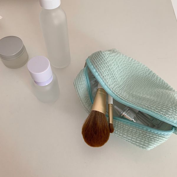 

fashion make up bags cottn cloth cosmetic bags with opp bag