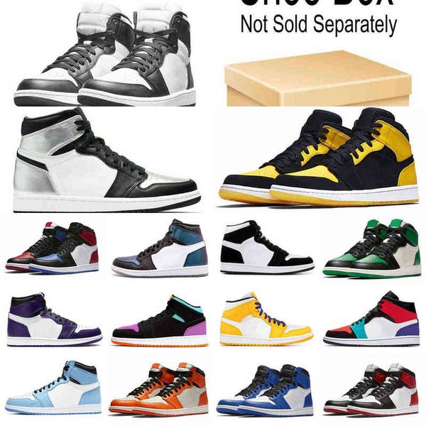

new jumpman 1 1s og high basketball shoes pine green black court purple royal bred toe nc obsidian unc game sneakers trainers 36-48o1s468ng