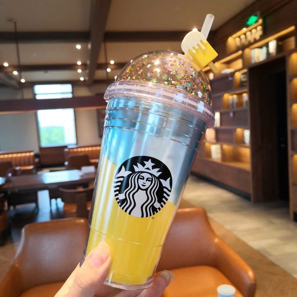 

starbucks cup summer new 473ml summer lemon popsicle plastic straw cup high capacity deskcup