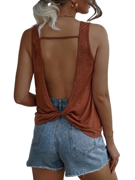 

twist backless tank o6ze#, White