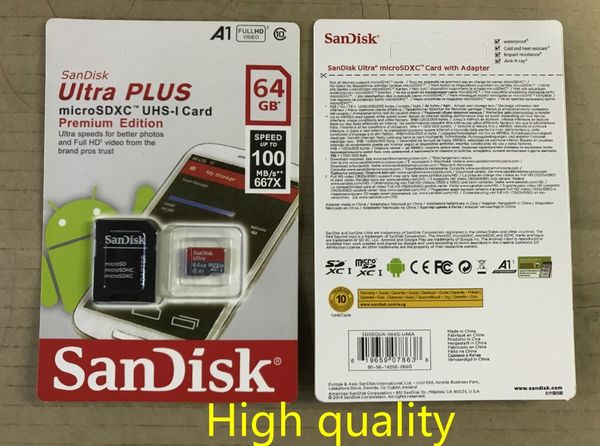 16 ГБ/32 ГБ/64 ГБ/128 ГБ/256 ГБ SDK для смартфона Фактическая емкость Камера высокого разрешения Микро-память SD-карта 100 МБ/с UHS-I C10 TF-карта класса 10