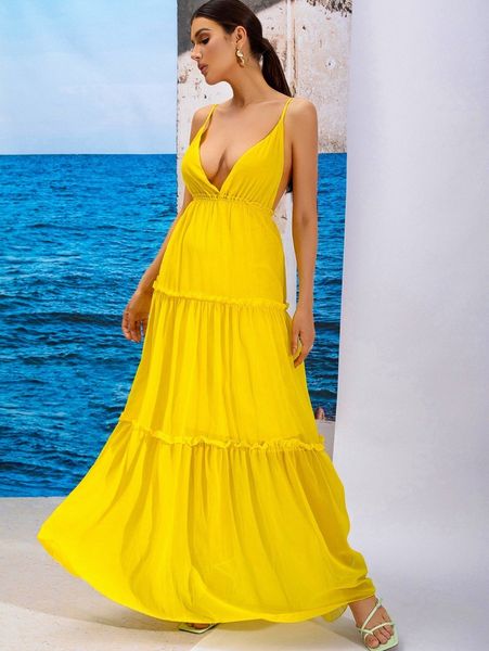 

love&lemonade cutout back layered hem cami dress m8b3#, Black;gray