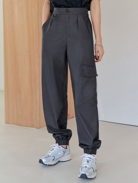 

dazy high waist flap pocket side pants u4qx#, Black;white