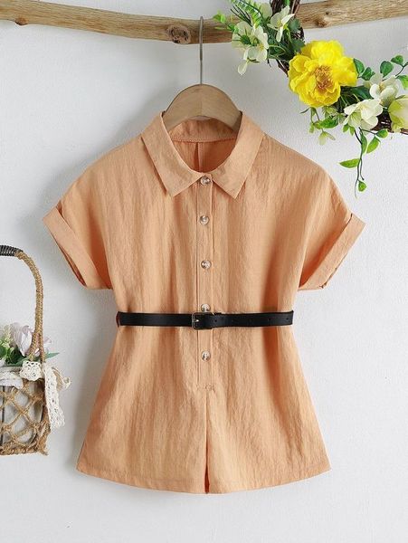 

toddler girls button front batwing sleeve belted romper she, Blue