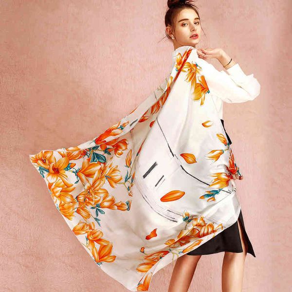

butterfly new hangzhou silk scarf women's high-end, Blue;gray