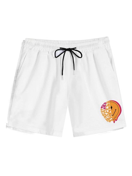 

romwe guys slogan graphic shorts m68e#, White;black
