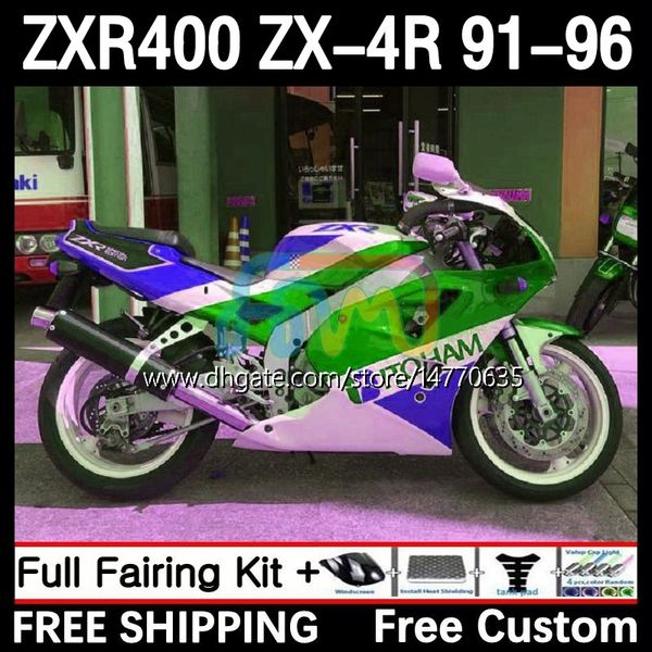 Karosserie für Kawasaki Ninja ZXR 400 CC ZX4R ZXR400 ZX-4R 91 92 93 94 95 96 12dh.181 Body ZX 4R ZXR-400 1991 1992 1993 1994 1995 400cc 91-96 OEM Fairing Kit Green Blau