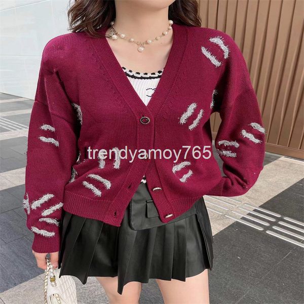 

women's knits & tees high version early spring small fragrance v-neck single breasted wool sweater cardigan jacket women, White