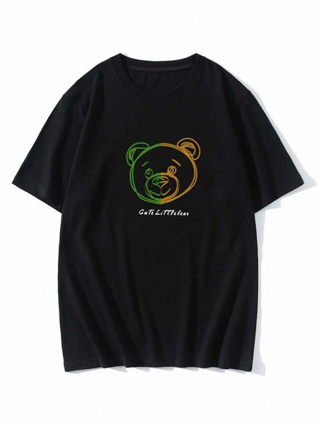 

men cartoon & letter graphic tee p6hf#, White;black