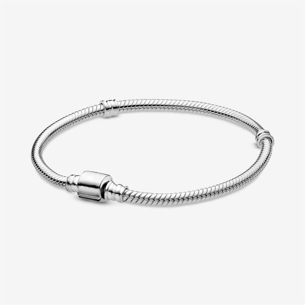 

925 sterling silver barrel clasp snake chain bracelet fit authentic european dangle charm for women fashion jewelry accessories288o, Golden;silver