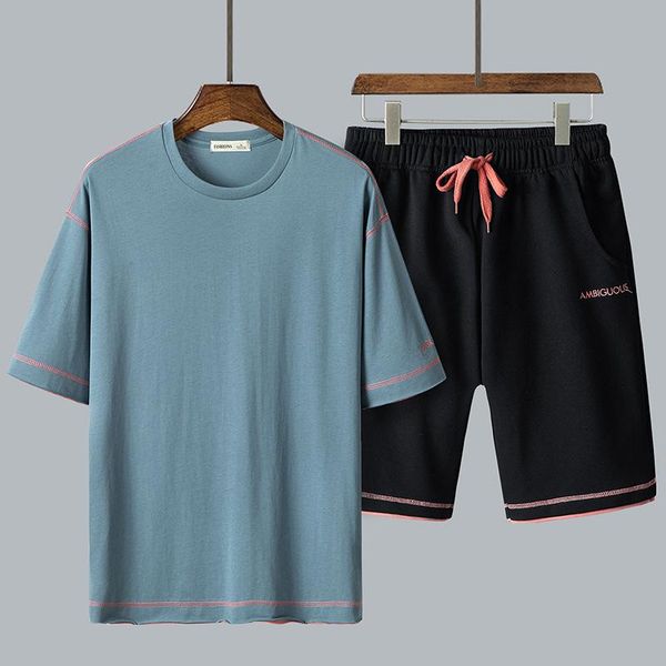 

men's tracksuits men's tracksuits male tracksuit cotton summer men clothing set fitness suit sporting suits hip hop short sleeve t, Gray
