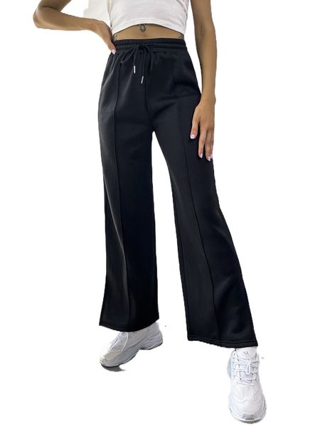 

slit hem drawstring waist sweatpants f8vs#, Black;white
