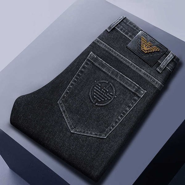 

light luxury embroidered jeans men's spring and summer 2022 new versatile fashion slim leggings, Blue