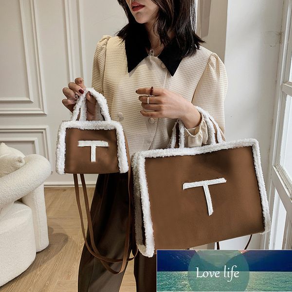 

europe and america fashion bag one-shoulder women's portable crossboby tote lambswool stitching fur bags fashions