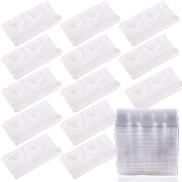 Falsche Wimpern Großhandel 50/100 Stück Wimperntablett Klare Wimpernbox Paketetui Halter Transparent 25 mm Leere Wimperntabletts Aufbewahrungsverpackung