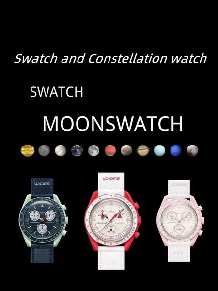 Nieuwe merk swatch lux lichtgevende modo paar cronógrafo multifunctionele lagering quartzo horloge lichtgevende lederen band kwaliteit