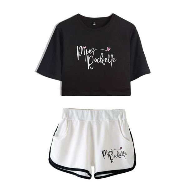 

piper rockelle merch two piece set women piper rockelle cool print shorts summer soft elastic waist shorts 220606, Gray