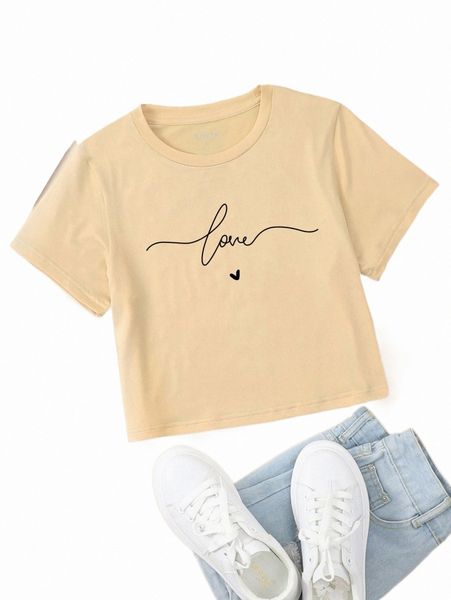 

letter graphic crop tee o21e#, White