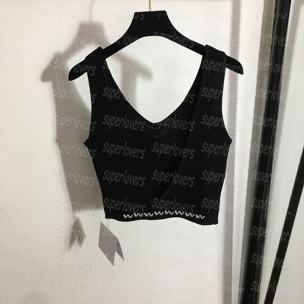 

knit women camisole letter print womens tanks on waist v back design black white tank