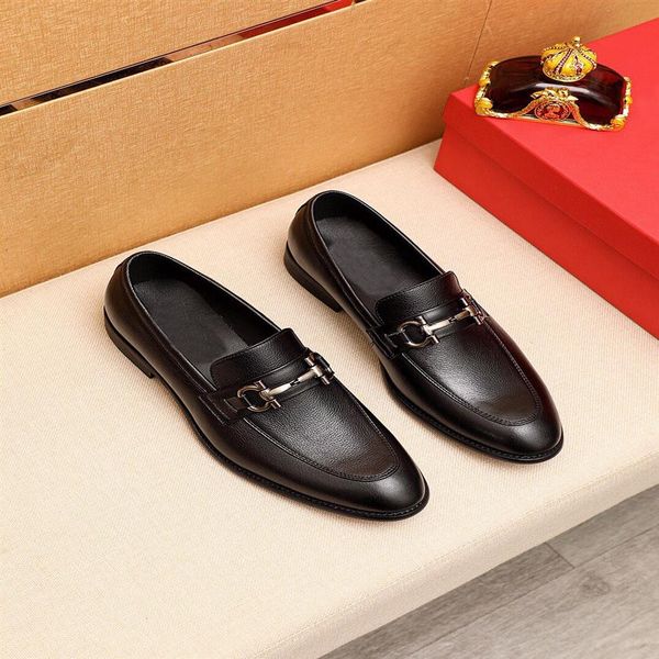 

new fashion 2021 men's party wedding genuine leather dress shoes slip on casual loafers brand business formal footwear flats 266y, Black