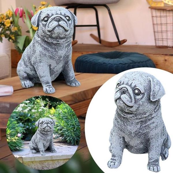 Decorações de jardim CARAÇÃO PUG DOG ESTÁTIA DE PUNHO DE PUNHO DE PUNHO DE PURNO DE RESIA DE PEQUENA CRANTOS DE RESUMOS DE RESIMANTES DE RESIME