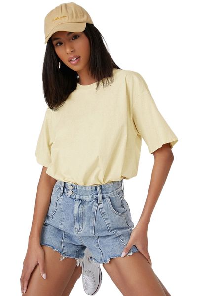 

drop shoulder solid tee z1j8#, White