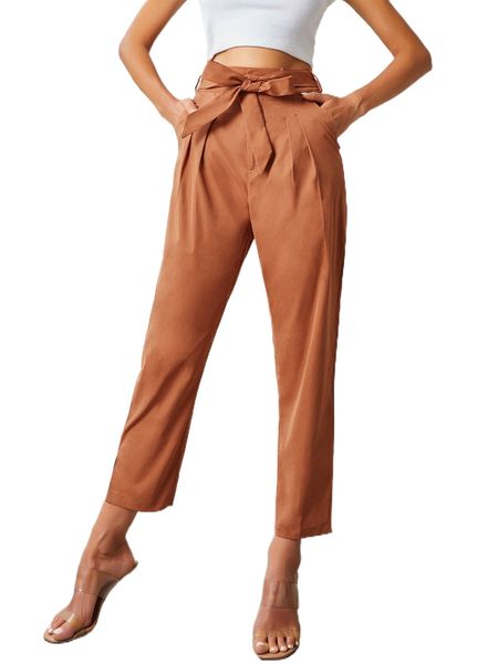 

sbetro solid tie front pants k9ms#, Black;white