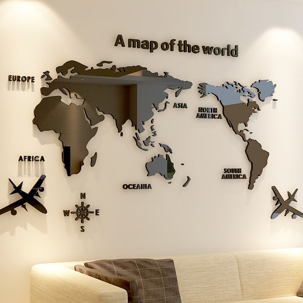 Креативная карта мира Акриловая декоративная 3D стена наклейка для гостиной спальни офис 5 размеров DIY Home Y200103