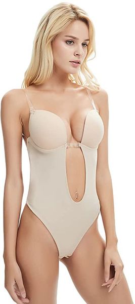 Женщины без обратной формы Deep V Bodysuit Bust Shapers Сексуальное нижнее белье встроенные бретелек встроенные бюстгальтеры для свадебной вечеринки DHL