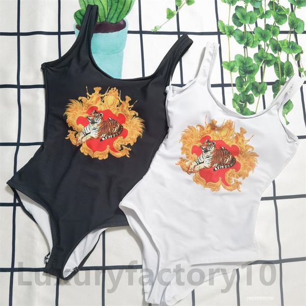 Costume da bagno intero da donna Colori bianco e nero Stampa Body Costumi da bagno per abbigliamento da spiaggia Viaggi e vacanze con lettera