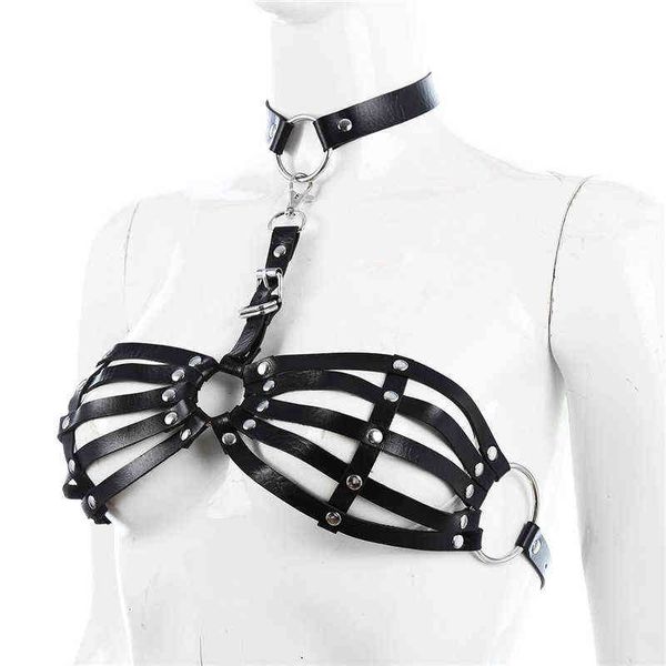 Erotica Giocattoli per adulti PU Ecopelle reggiseno pettorale imbracatura bondage gioco di ruolo Costume operato 220507