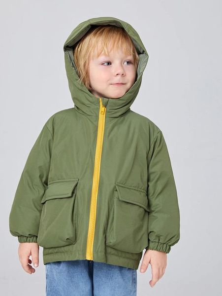 

toddler boys flap pocket zipper hooded winter coat she, Blue;gray