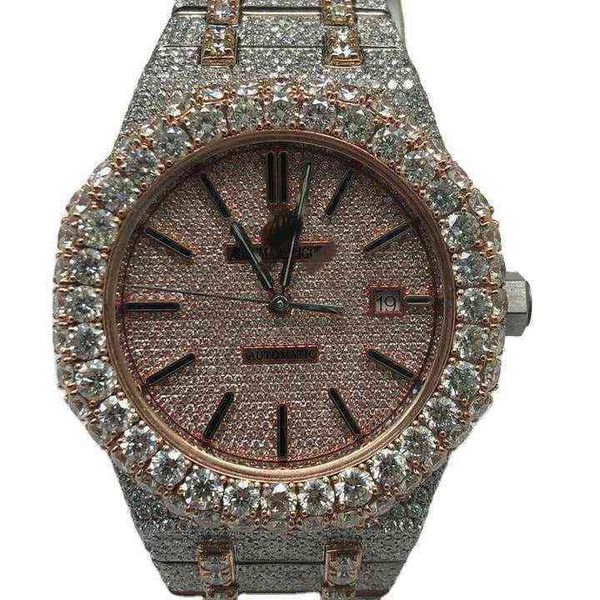 

luxury watches for mens mechanical custom strap moissanite wholesale diamond swiss brand wristwatches, Slivery;brown