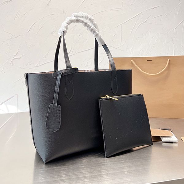 

classic plaid handbag tote shopping bags genuine leather fashion letters double sided use large capacity pocket mommy handbags purse two pie