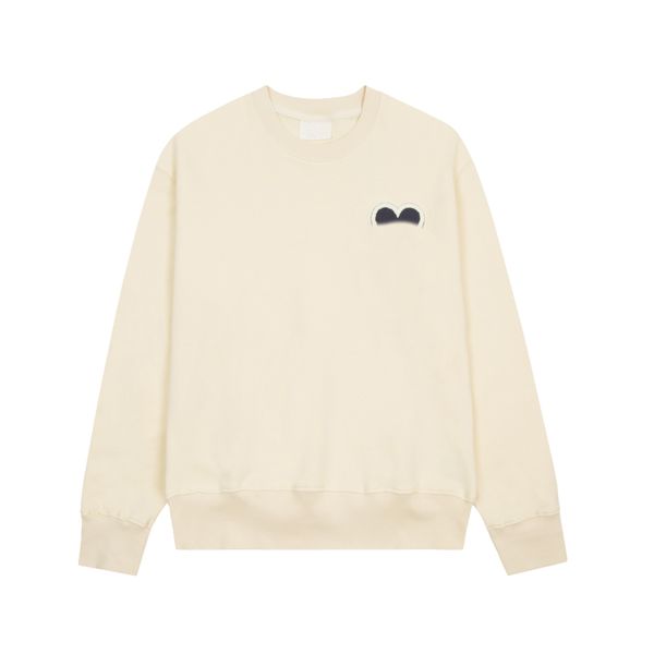 

mens hoodie sweatshirt classic embroidered round neck paris fashion cotton casual long sleeve solid color mne7, Black