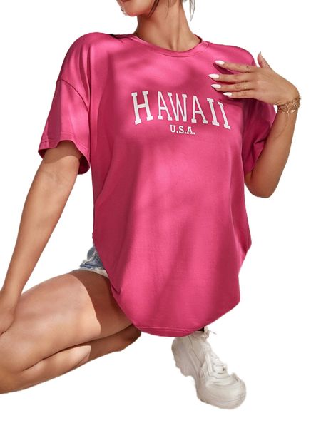

letter graphic drop shoulder oversized tee 7959#, White