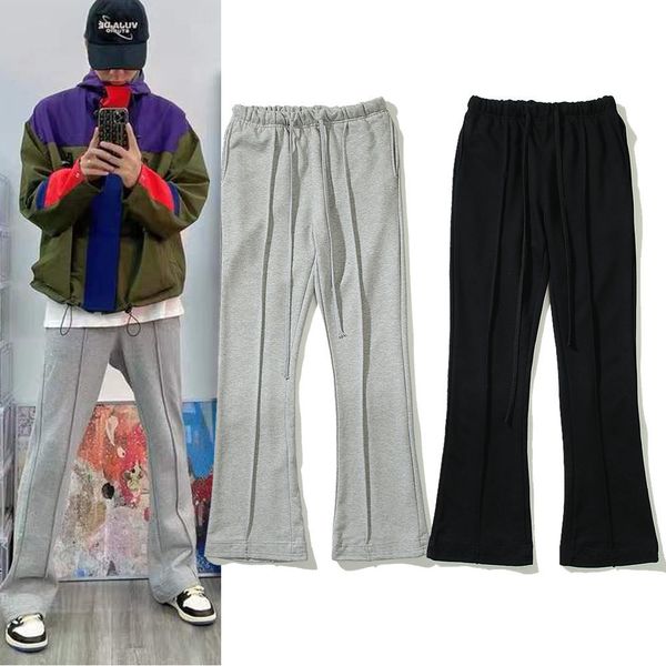 

mens women sports pants straight casual trousers flared sweatpants, Black
