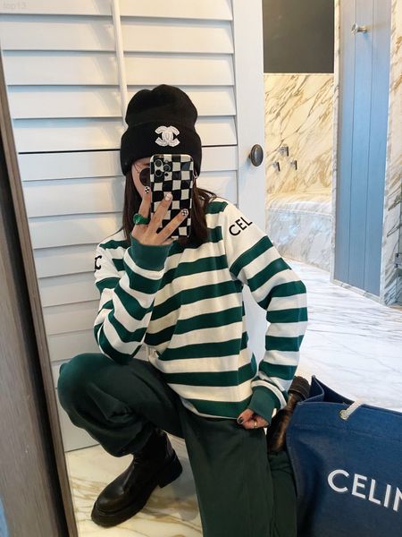 

women's hoodies & sweatshirts designer original ce striped sweater women's loose design sense of minority net red foreign style ag, Black