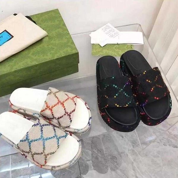 

fashion designers women sandal beach thick bottom slippers platform shoes alphabet lady sandals leather high heel slipper, Black